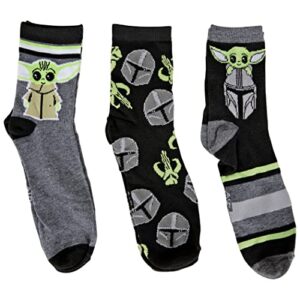 star wars the mandalorian and grogu 3-pair pack of 3/4 crew socks