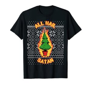 all hail satan gift 666 ugly christmas sweater x-mas satanic t-shirt