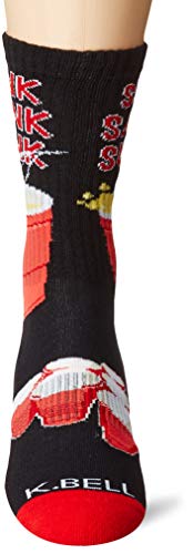 K. Bell Men's Food and Drink Casual Novelty Crew Socks, Sink Sank Sunk (Black), Shoe Size: 6.5-12