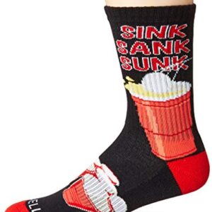 K. Bell Men's Food and Drink Casual Novelty Crew Socks, Sink Sank Sunk (Black), Shoe Size: 6.5-12