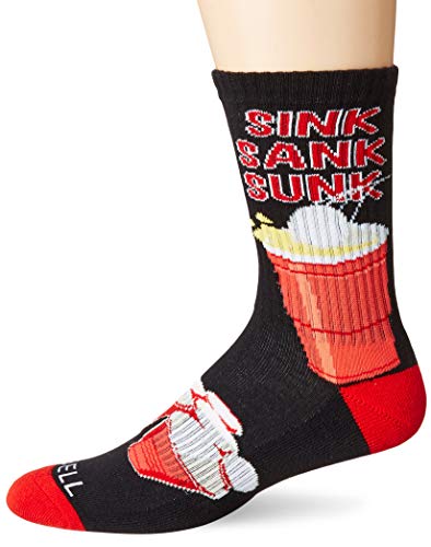 K. Bell Men's Food and Drink Casual Novelty Crew Socks, Sink Sank Sunk (Black), Shoe Size: 6.5-12