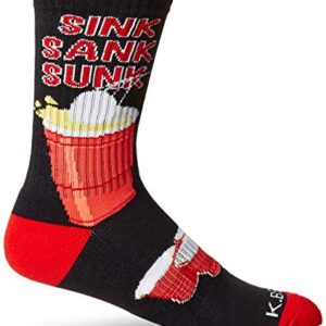 K. Bell Men's Food and Drink Casual Novelty Crew Socks, Sink Sank Sunk (Black), Shoe Size: 6.5-12