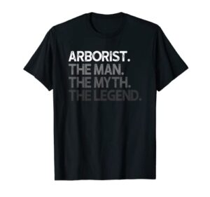 mens arborist gift man myth the legend t-shirt