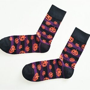 SherryDC Men's Halloween Pumpkins Bats Novelty Fun Crew Length Casual Dress Socks 2-Pack,One Size