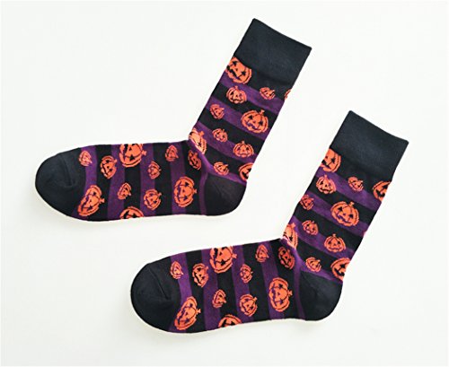 SherryDC Men's Halloween Pumpkins Bats Novelty Fun Crew Length Casual Dress Socks 2-Pack,One Size