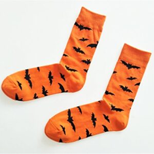 SherryDC Men's Halloween Pumpkins Bats Novelty Fun Crew Length Casual Dress Socks 2-Pack,One Size