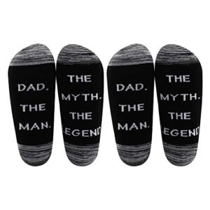 levlo father’ s day gift dad socks dad the man the myth the legend socks funny present for dad new daddy socks (2 pairs/set – mid calf – 1)