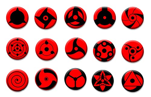 Bovalina 15 Pcs Anime Ninja Pattern Badges Peace Brooch Pins Set Black One Size