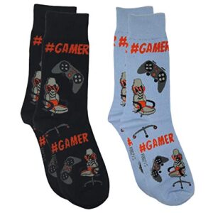 foozys mens crew socks | late night party & up to no good novelty socks | 2 pair (gamer)