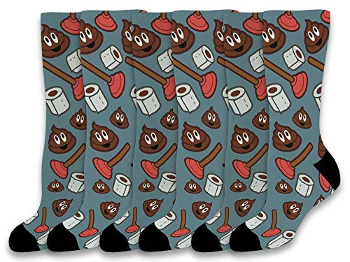 ThisWear Practical Joke Gifts for Women and Men TP and Poop Socks Funny Accessories 6-Pair Novelty Crew Socks