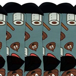 ThisWear Practical Joke Gifts for Women and Men TP and Poop Socks Funny Accessories 6-Pair Novelty Crew Socks