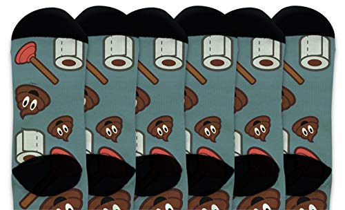 ThisWear Practical Joke Gifts for Women and Men TP and Poop Socks Funny Accessories 6-Pair Novelty Crew Socks