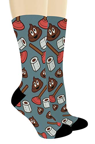 ThisWear Practical Joke Gifts for Women and Men TP and Poop Socks Funny Accessories 6-Pair Novelty Crew Socks