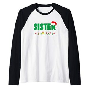 Christmas Sister Sibling Santa Matching Family Raglan Baseball Tee