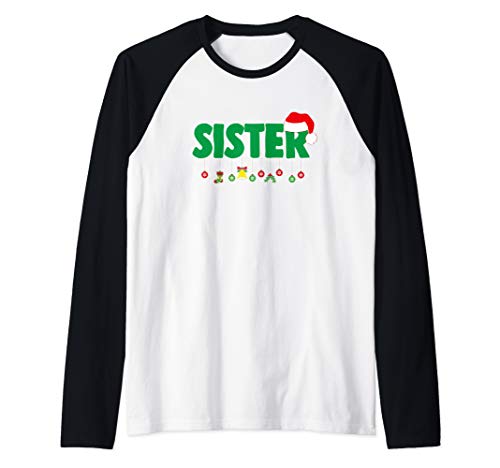 Christmas Sister Sibling Santa Matching Family Raglan Baseball Tee