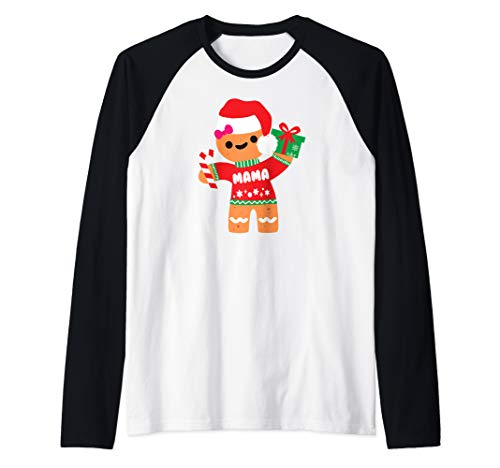 Mama Gingerbread Cookie Cute Matching Family Christmas Raglan Baseball Tee