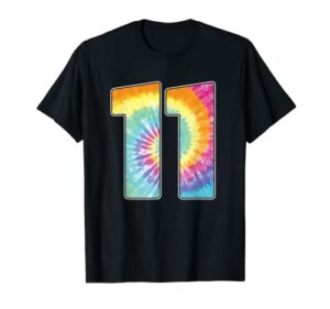 number 11 team event shirt or 11th birthday tie dye gift tee
