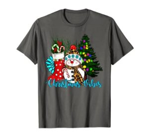 christmas vibes snowman christmas stocking stuffer pajama t-shirt