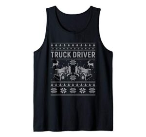truck driver funny trucker ugly christmas tank top