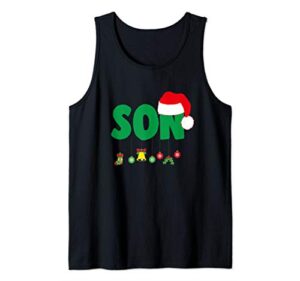 christmas son sibling santa matching family tank top