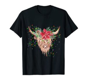 farmhouse stocking stuffers christmas highland cow t-shirt