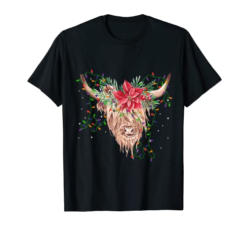 Farmhouse Stocking Stuffers Christmas Highland Cow T-Shirt