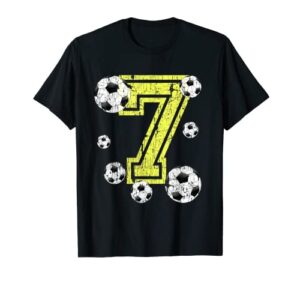 7th birthday soccer fan gift t-shirt for boys or girls