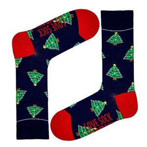 love sock company colorful fun christmas patterned novelty ornament tree socks for men (ornament tree navy)