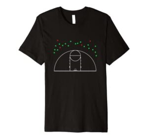 3-point shooter shot chart range funny basketball t-shirt
