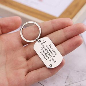 Gift Keychain for Grandpa Grandfather from Grandson the Love Between a Grandfather and Grandson is Forever Key Rings for papa Christmas Birthday Gifts for Grandson Granddad