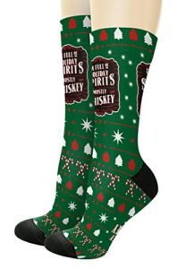 hoilday novelty socks i’m full of holiday spirits mostly whiskey 1-pair novelty crew socks