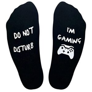 men’s funny do not disturb i’m gaming socks non slip organic combed cotton