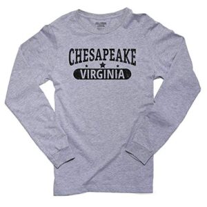 Hollywood Thread Trendy Chesapeake, Virginia with Stars Men's Long Sleeve T-Shirt Grey