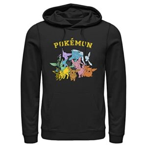 fifth sun men’s pokemon eeveelutions pull over hoodie – black – large