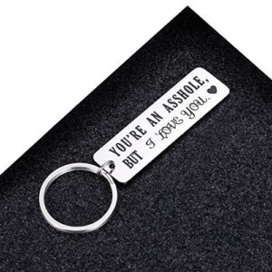 Funny Gift for Boyfriend I Love You Keychain for Husband Hubby Anniversary Couples Birthday Graduation Gift To My Man Fiance Bride Wedding Christmas Engagement Gift for Him Her Brother BFF Jewelry