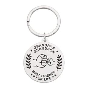 grandpa grandson birthday gifts, grandson grandfather keychain, grandad father’s day gifts from grandchildren grandson birthday gifts from grandpa keyring