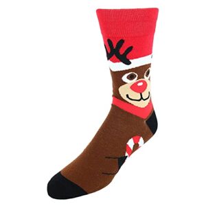 ctm® men’s rudolph christmas novelty socks, brown