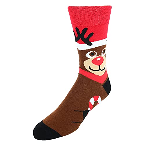 CTM® Men's Rudolph Christmas Novelty Socks, Brown