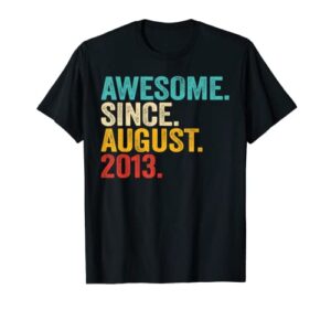 9th birthday gift 9 year old boy awesome since august 2013 t-shirt