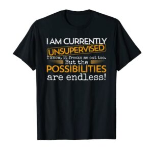 Currently Unsupervised Novelty Graphic Sarcastic Men Women T-Shirt