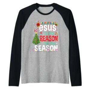 Christian Jesus The Reason Christmas Stocking Stuffer Gifts Raglan Baseball Tee