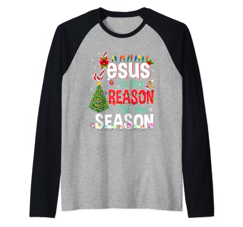 Christian Jesus The Reason Christmas Stocking Stuffer Gifts Raglan Baseball Tee