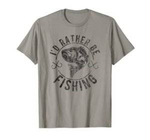 i’d rather be fishing, funny vintage style fishing for men t-shirt