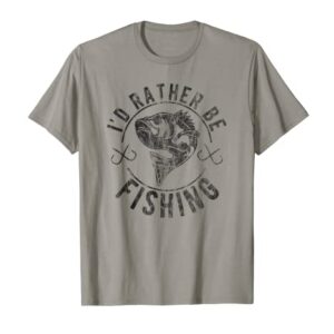 I’d Rather Be Fishing, Funny Vintage Style Fishing For Men T-Shirt