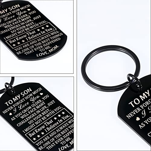 Valentines Day Gifts for Kids Gifts for Son Gifts for Teenage Boys Son Gifts from Mom Inspirational Gifts for Teen Stepson 16th 18th 21st Birthday Graduation Gifts Black Keychain for Adopted Son