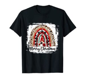 merry christmas leopard gnome lover rainbow stocking stuffer t-shirt