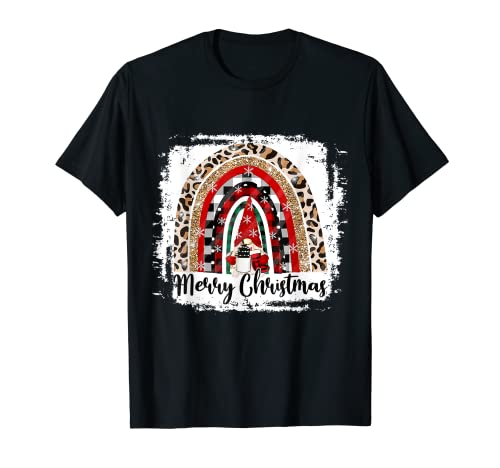 Merry Christmas Leopard Gnome Lover Rainbow Stocking Stuffer T-Shirt