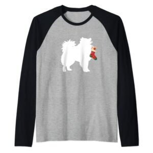 American Eskimo Christmas Stocking Stuffer Dog Raglan Baseball Tee