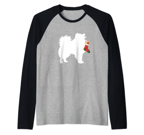 American Eskimo Christmas Stocking Stuffer Dog Raglan Baseball Tee