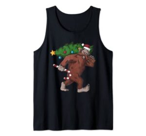 santa bigfoot sasquatch tree christmas stocking stuffer gift tank top